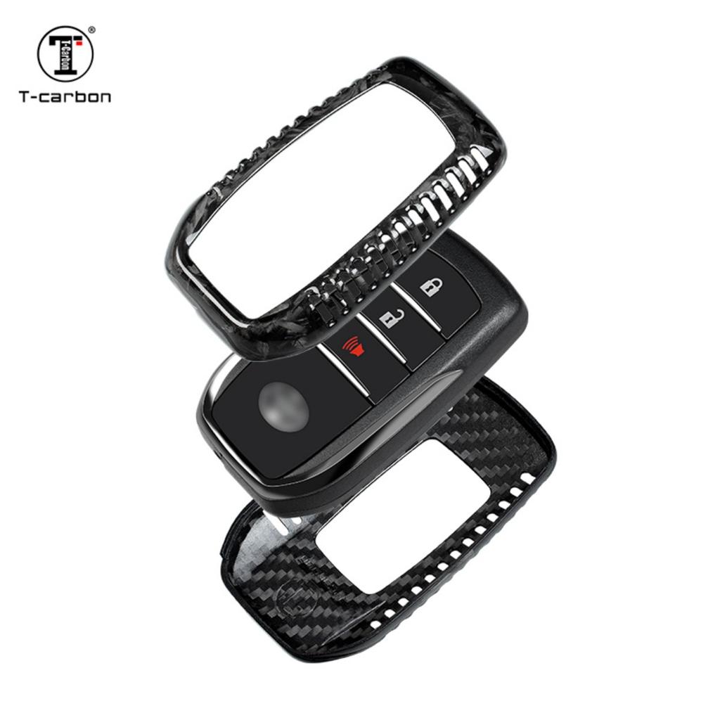 Чехол для ключа автомобиля из углеродного волокна T-Carbon для Toyota Camry Hybrid Land Cruiser Alphard Hillix Highlander Rav4 Аксессуары для брелока