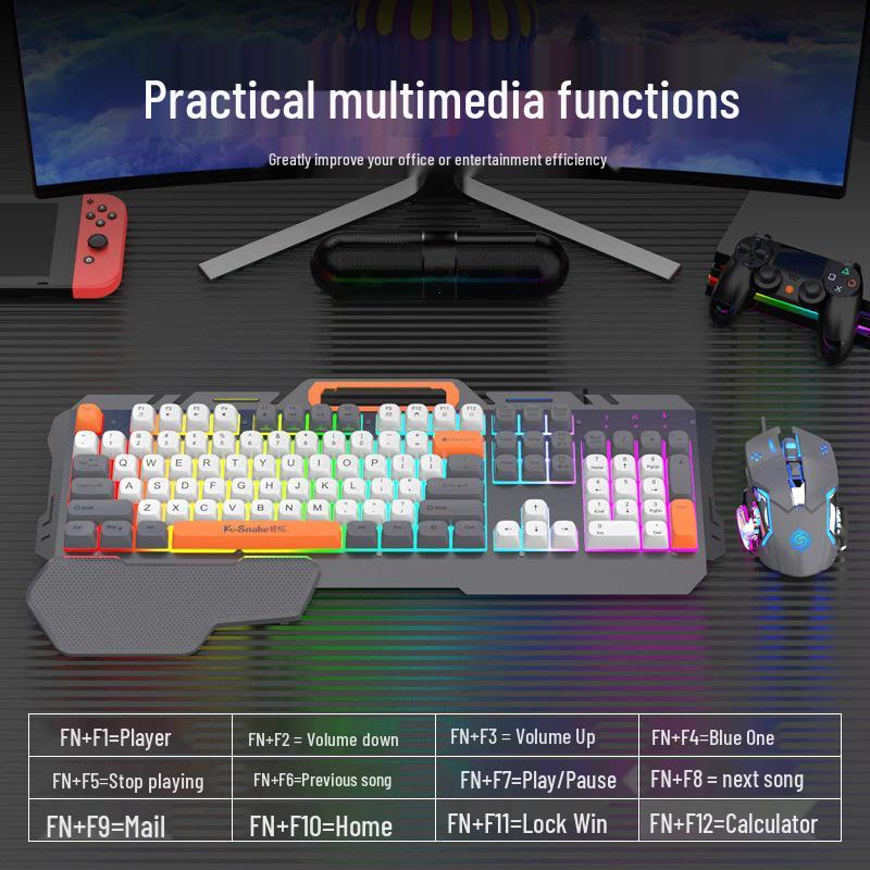 Игровой комплект Viper KM160: проводная USB-клавиатура и мышь с двухцветными клавишами для настольного компьютера/ноутбука.