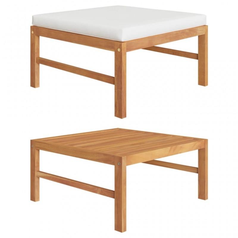 Day and Night - Day and Night Footstool with Cream Cushion Solid Teak Wood