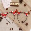 Christmas Small Antler Headdress Sweet and Lovely Sentie Children's Headband Simulation Flower Moose Net Red Hair Band