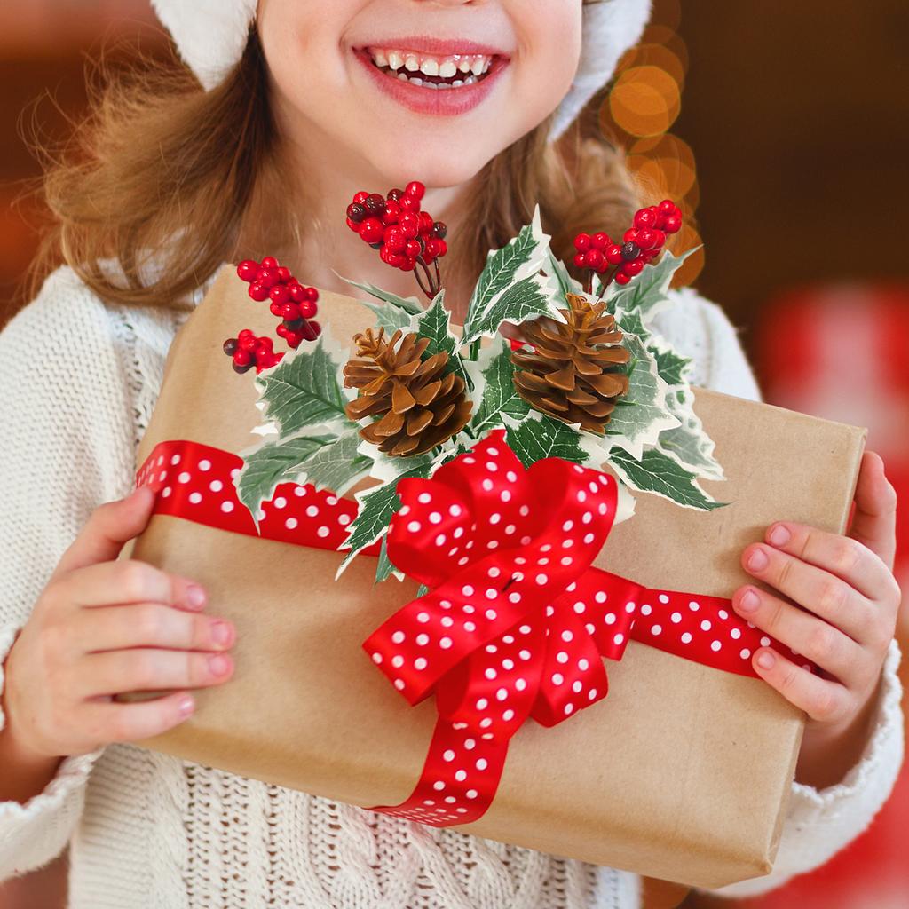 Рождественские красные искусственные ягоды падуба цветок искусственная ягода сосновая шишка ветка елочное украшение DIY гирлянда декор для фестивальной вечеринки