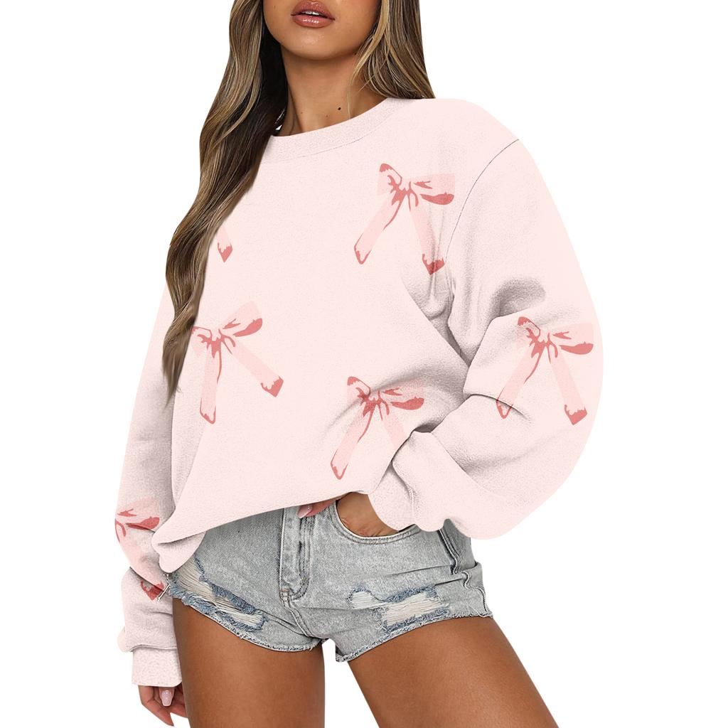 Женские топы Женский свитшот с длинным рукавом Повседневный с круглым вырезом Свободного кроя Пуловер Флисовые топы