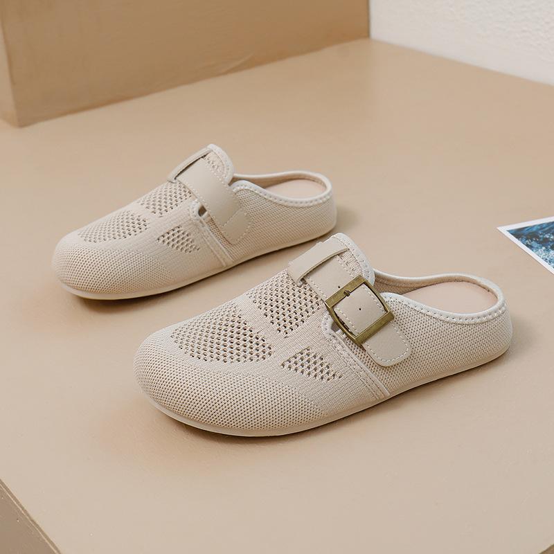 Модная женская обувь 2025 Лето Новая мода Удобная мягкая подошва Полусабо Уличная дышащая сетчатая перфорированная Нескользящая женская обувь Сандалии