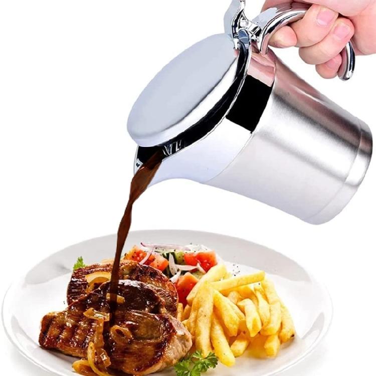 Beef Steak Gravy Dispenser Large Capacity Double Walled Insulated Stainless Steel Tomato Sauce Pots Kitchen Supplies