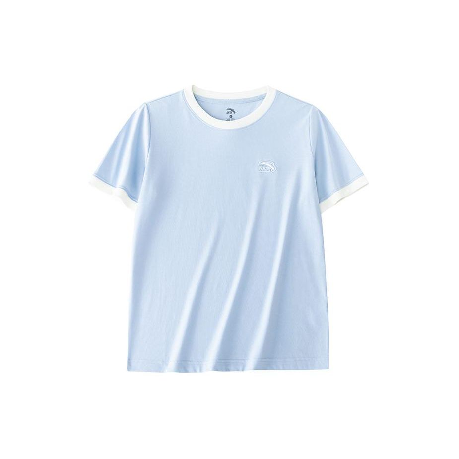 Anta Футболка Life Series Color Block с круглым вырезом и коротким рукавом, свободная, женская, светло-голубая 962428105-6