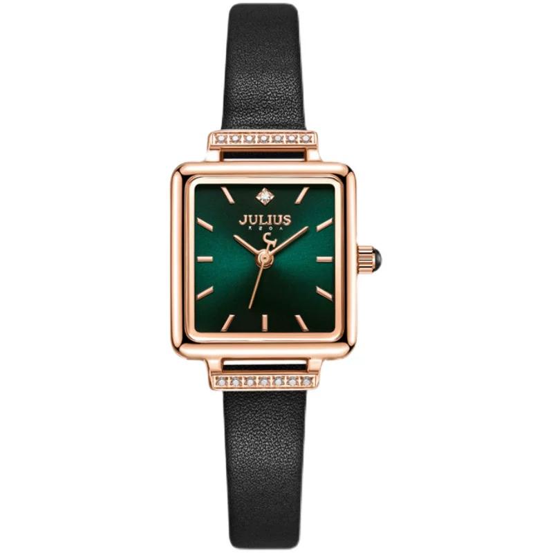 Julishi's New Retro Fashion Korean Style Elegant Small Green Watch Korean Brand Thin Strap Small Square Watch Women's Watch