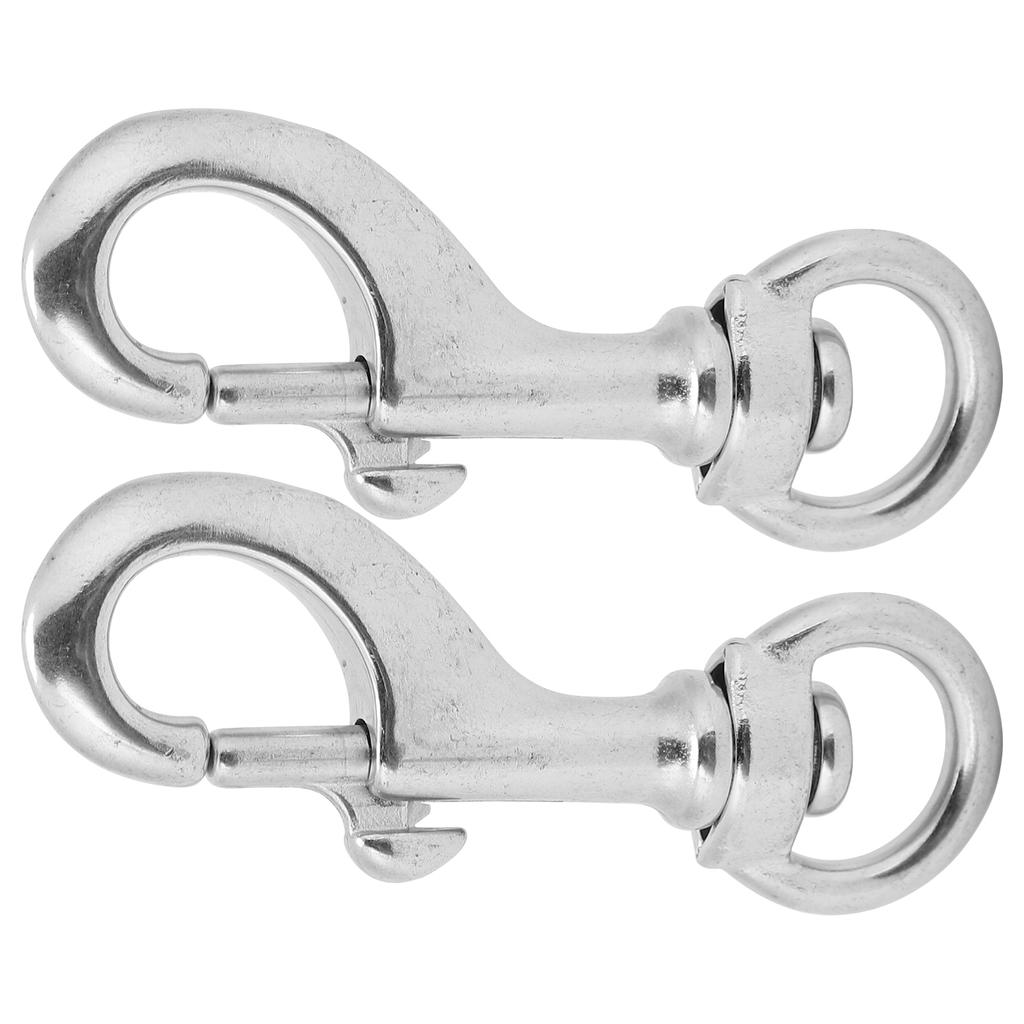 2pcs 80MM Diving 316 Stainless Steel Swivel Eye Snap Hook Swivel Single Ended Diving Clip