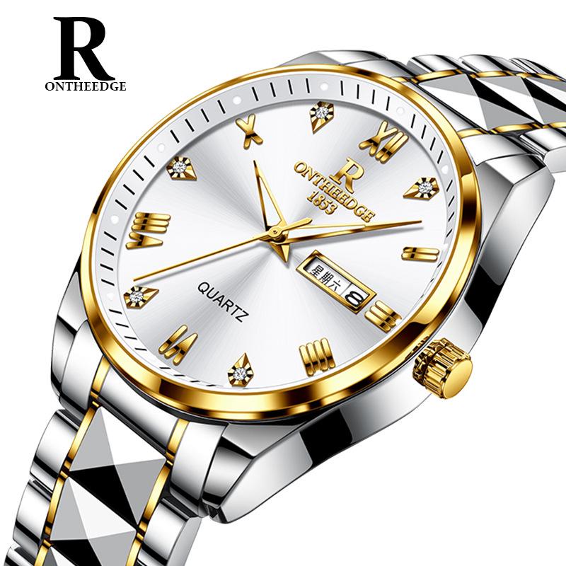 Мужские кварцевые водонепроницаемые светящиеся наручные часы с браслетом из стали, лидер продаж