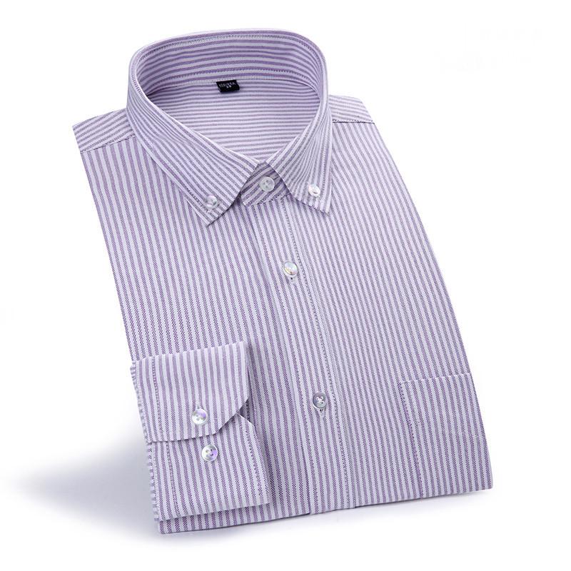 Pure Cotton Oxford Full Sleeve Button Down Collar Classic Men Casual Striped Shirts
