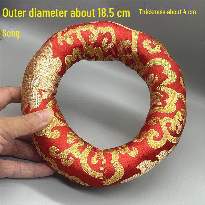 Непальская поющая чаша-подушка из хлопка ручной работы с медным колокольчиком