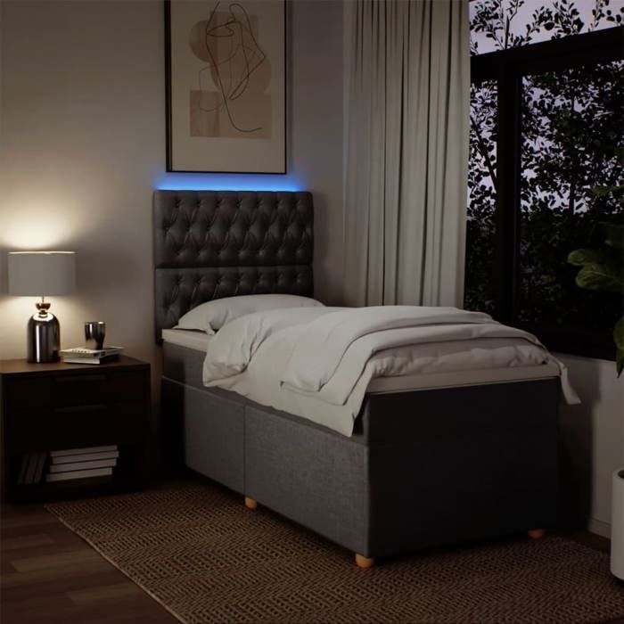 Cadre de lit avec matelas - Maison Exclusive - 80x200 cm - Tissu taupe - LED réglables