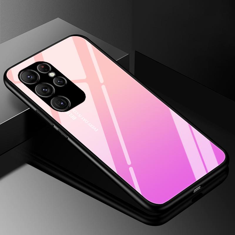 Чехол-крышка для Samsung S24 S23 Ultra, чехлы из закаленного стекла для Samsung Galaxy S22 S21 S20 S23 Plus FE, роскошный жесткий бампер с задней панелью