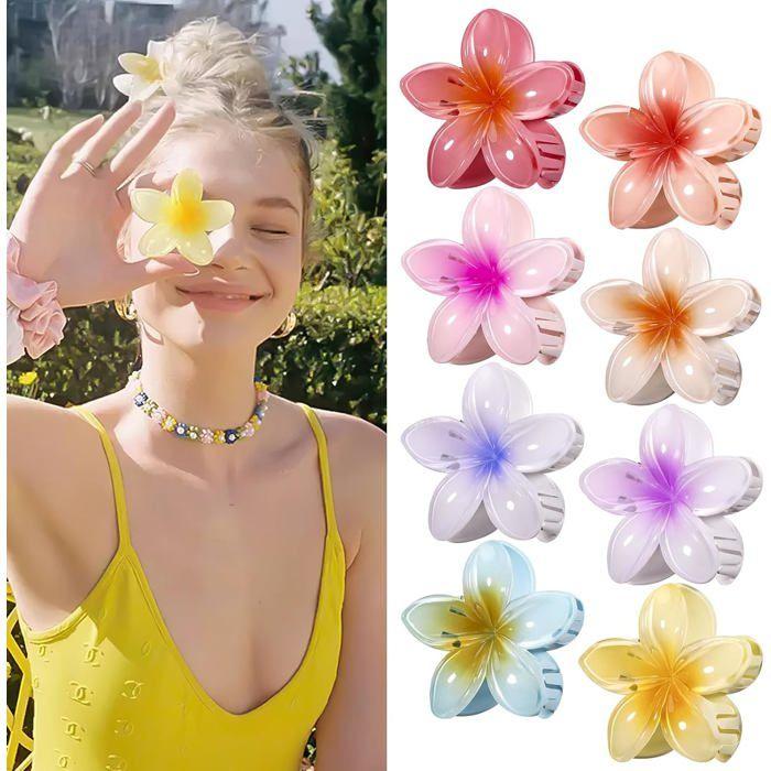 Pinces à cheveux - Lot de 8 - Fleur colorée - Antidérapante - Haute qualité
