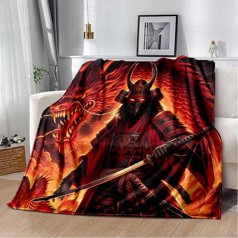 3D Japanese Samurai Bushido Katana Cartoon Game Blanket,Soft Throw Blanket for Home Bedroom Bed Sofa Travel Picnic Cover Kids
