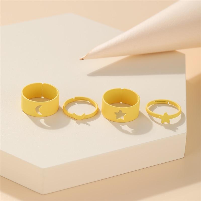 iF ME Богемный серебряный цвет, звезда, луна, сердце, открывающиеся кольца, набор для пар, женщин и мужчин, влюбленных, обручальные кольца с бабочками, ювелирные изделия