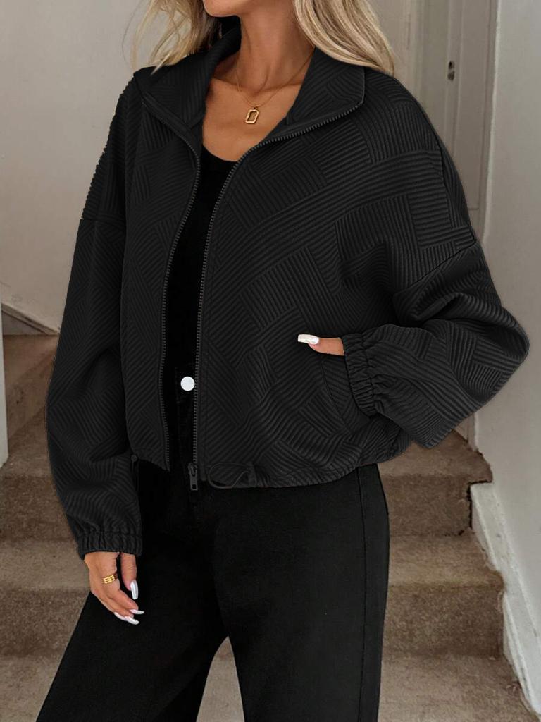 Осенняя Зимняя Женская Свободная Бейсбольная Куртка Пальто с Высоким Воротником, Молнией, Кулиской и Карманами