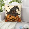 Хэллоуинская льняная наволочка на подушку Тема «Сладость или гадость» Наволочка для подушки Тыква-Волшебник Декор для вечеринки на Хэллоуин 2025