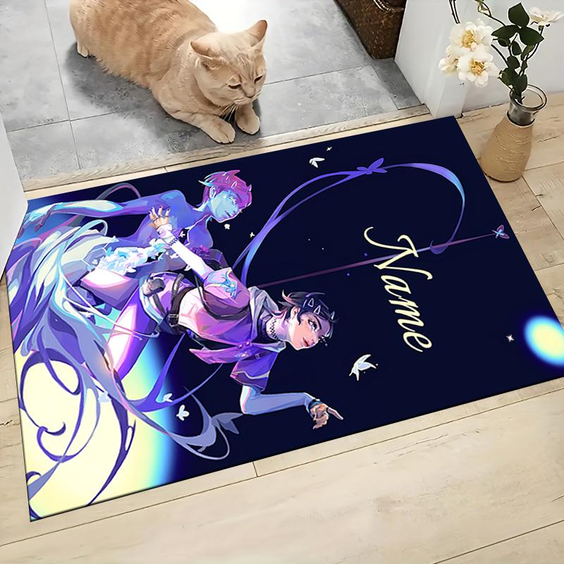 Custom Name Rainbow Fox Adventure Carpet Rug Customizable Soft Washable Anti-Slip Home Living Room Sofa Mats Personalized Rug. 0909161