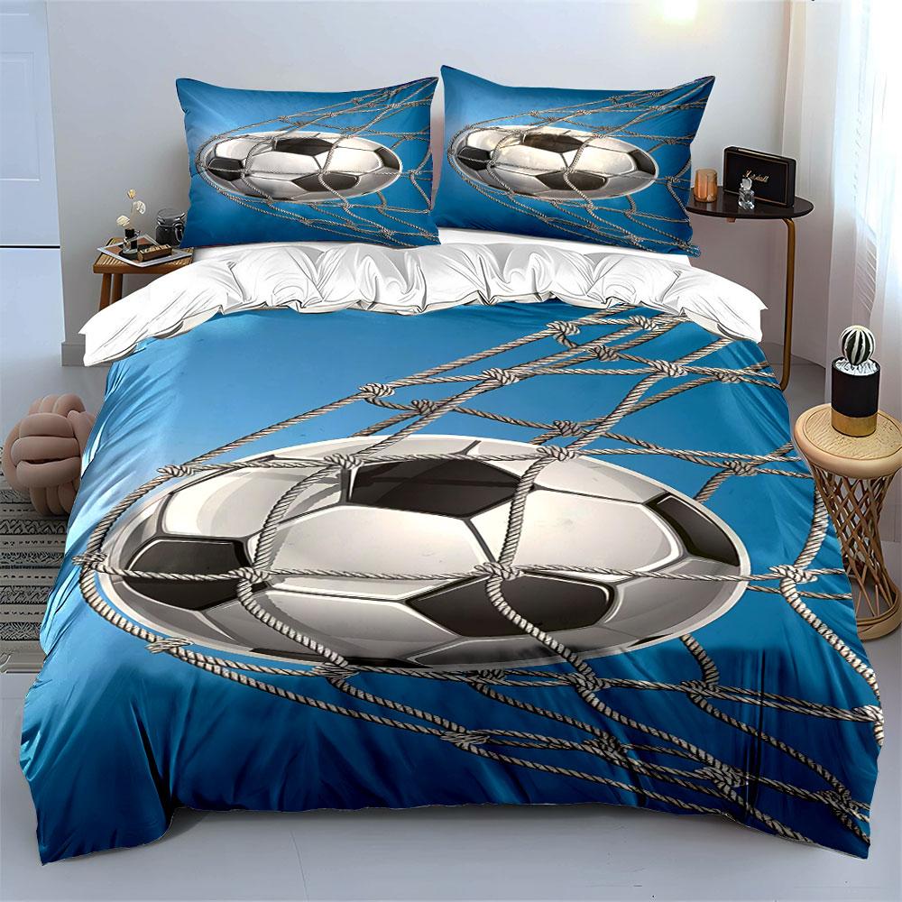Soccer ball in net. Bedding sets Duvet cover sets Duvet covers Pillowcases(1 * Duvet Cover 2 * Pillowcases, without duvet insert)