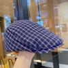 Korean Style Plaid Berets Forward Cap Painter Hat Vintage Newsboy Caps  Girl