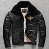 PU Leather Jacket Flight Suit with Cotton Thermal Lapel Men's Jacket Large Size Autumn and Winter Jacket