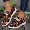 Fashion Colorful Pumpkin Print Casual Sneakers for Women Soft Bottom Lightweight Slip On Loafers Woman Comfortable Non Slip Flat Shoes