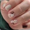 Simple Solid Color Fake Nail Flower Wearing Nail Removable Nail Piece Light Brown Nail Piece Nail Patch