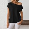 Женские топы с коротким рукавом и воротником-стойкой, однотонные футболки, весна-лето, эластичные пуловеры, топы на каждый день