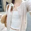 Карманы Женский кардиган с пуговицами Милый тонкий ажурный весенний нежный темперамент корейский стиль с длинным рукавом Мода Y2k Эстетическая фея