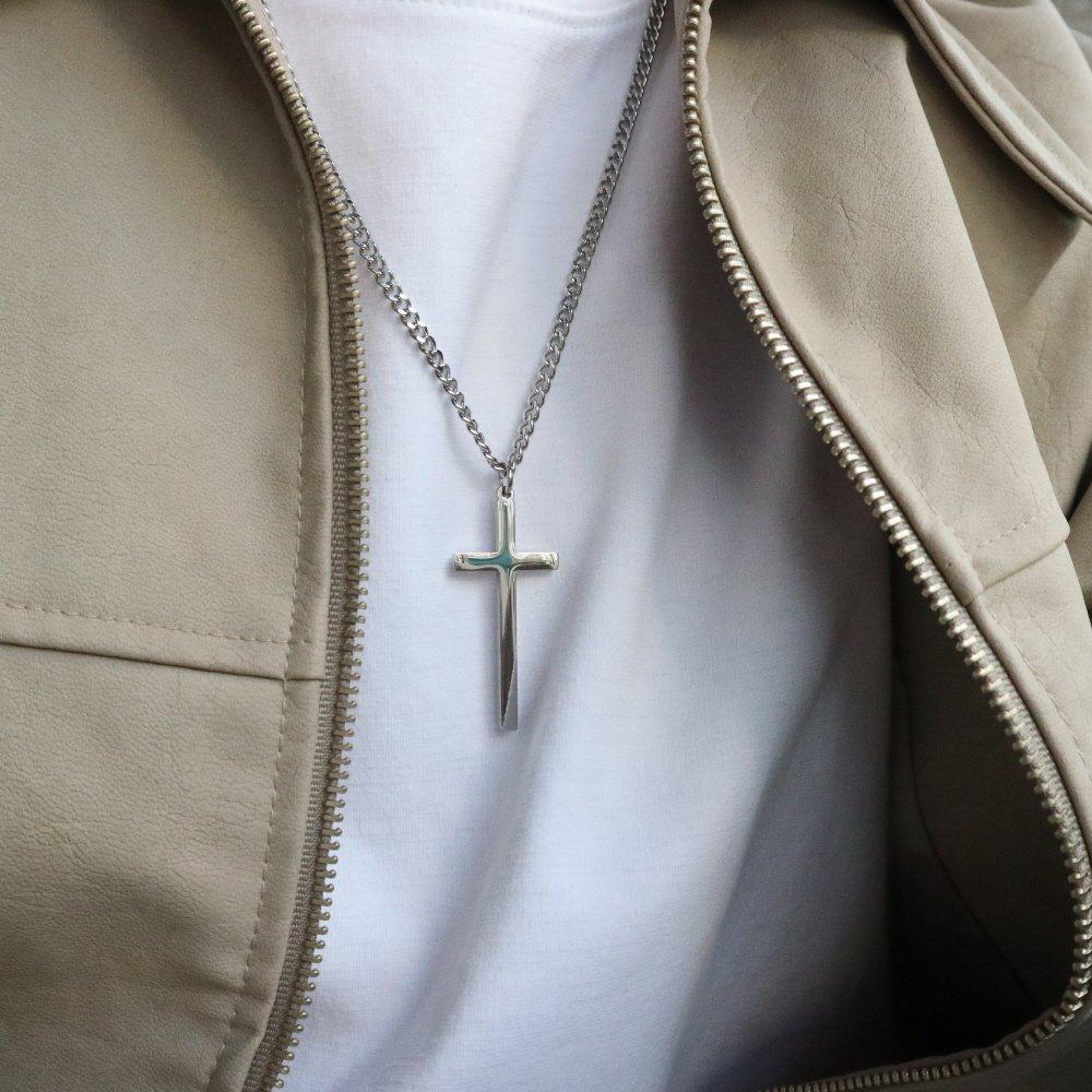 Men's Cross Necklace Big Chain Street Fashion Layered Tikita Cross Line