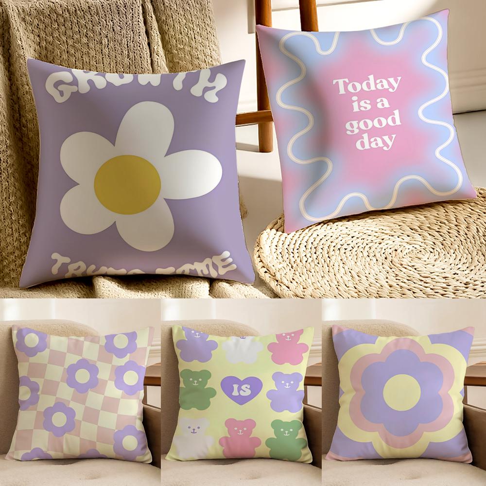 Abstract Cute Minimalist Pattern Print Flower Cushion Cover Pillowcase Antidustmite living Room Sofa Decor Cushion Room