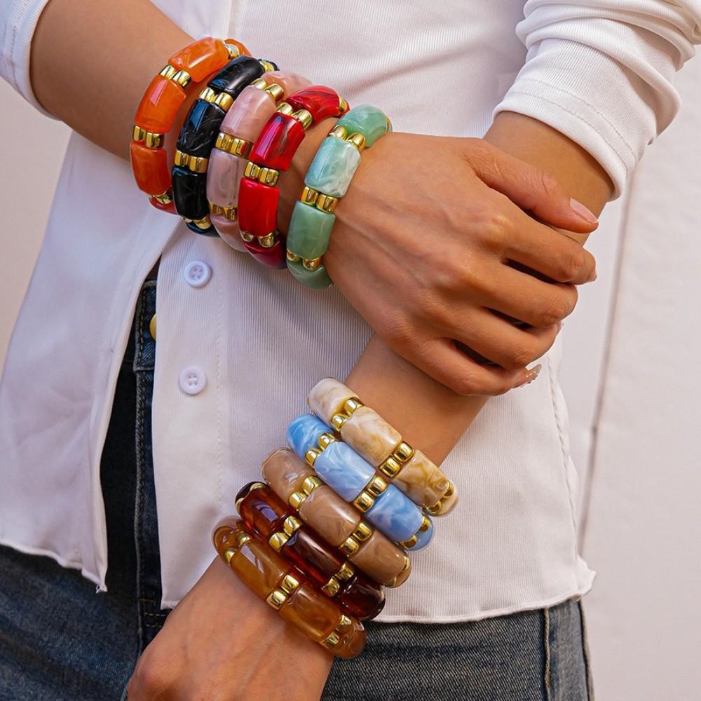 Bohemian Acrylic Bangle Geometric Retro Hand Ring Temperament Exaggerated Bracelet Summer