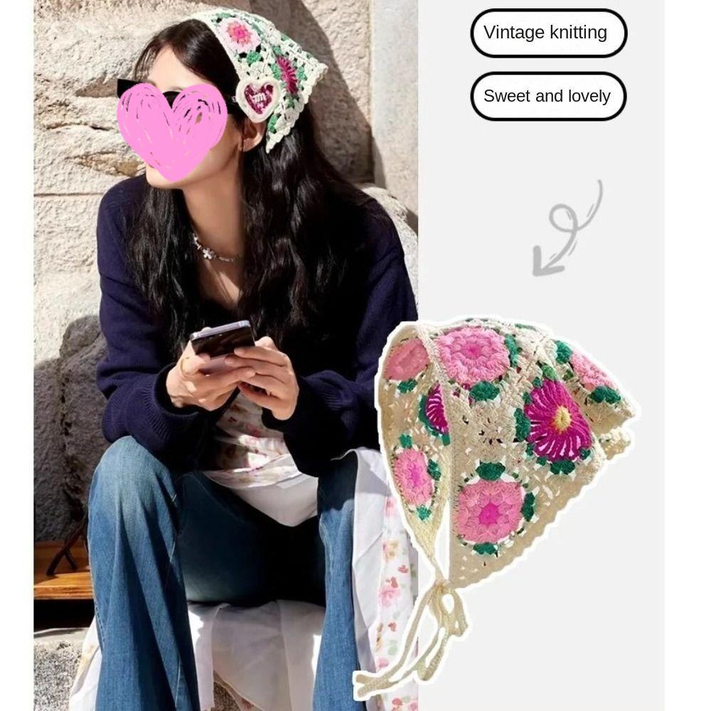 Little Daisy Headscarf Hat Multicolor Triangular Turban Scarf for Spring Summer Outdoor