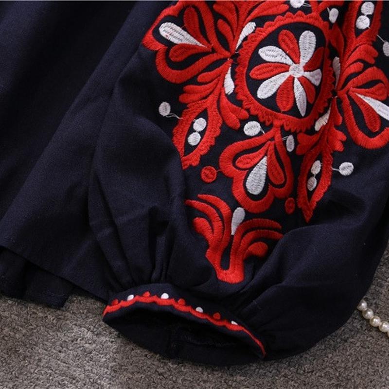 RUGOD Путешествия, отпуск, ретро, ​​этнический стиль, вышивка, кружевная кисточка, v-образный вырез, рубашка в западном стиле с рукавами-фонариками, женский свободный топ