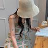 Japanese Style Wide Brim Straw Sun Hat Foldable Cute Strap Bucket Cap Breathable Sunscreen Cap For Women Female