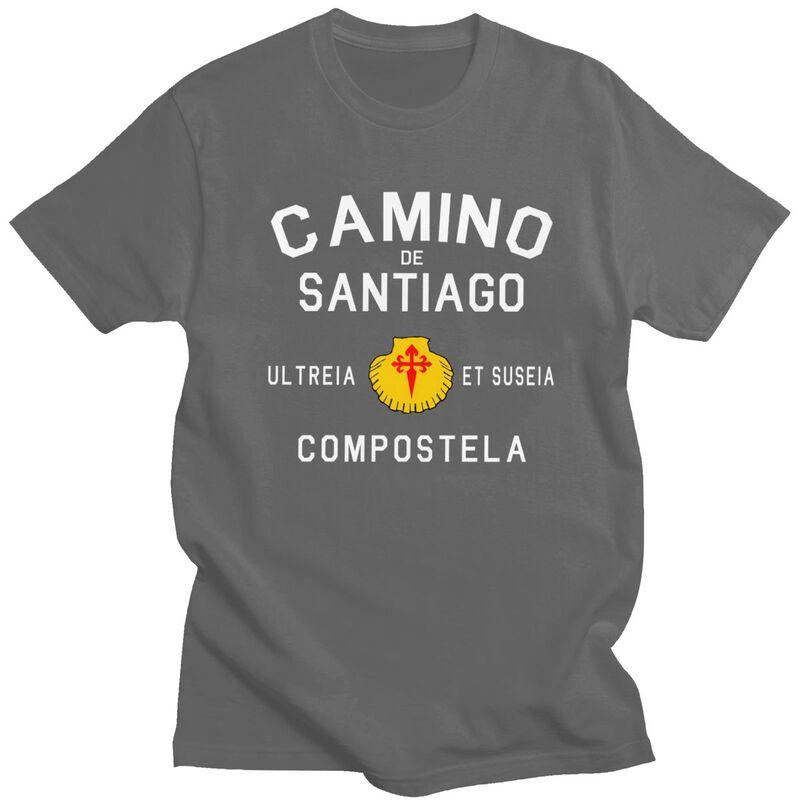 Мужские футболки на заказ «Buen Camino De Santiago» с коротким рукавом, повседневные, крутые, свободного кроя, 100% хлопок, идея для подарка