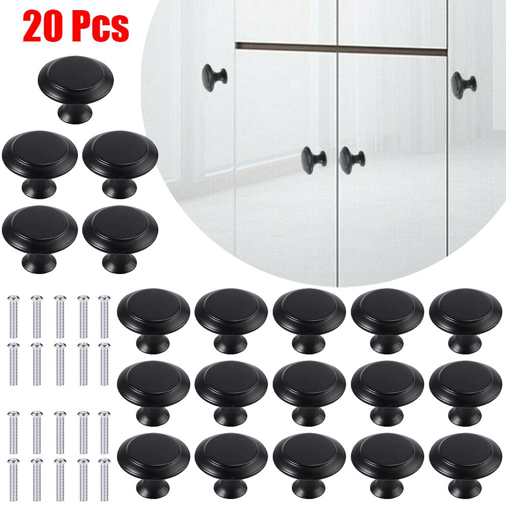 20pcs Vintage Cabinet Handles Drawer Knobs Black Single Hole Drawer Pulls Furniture Cupboard Closet Door Handles Hardware