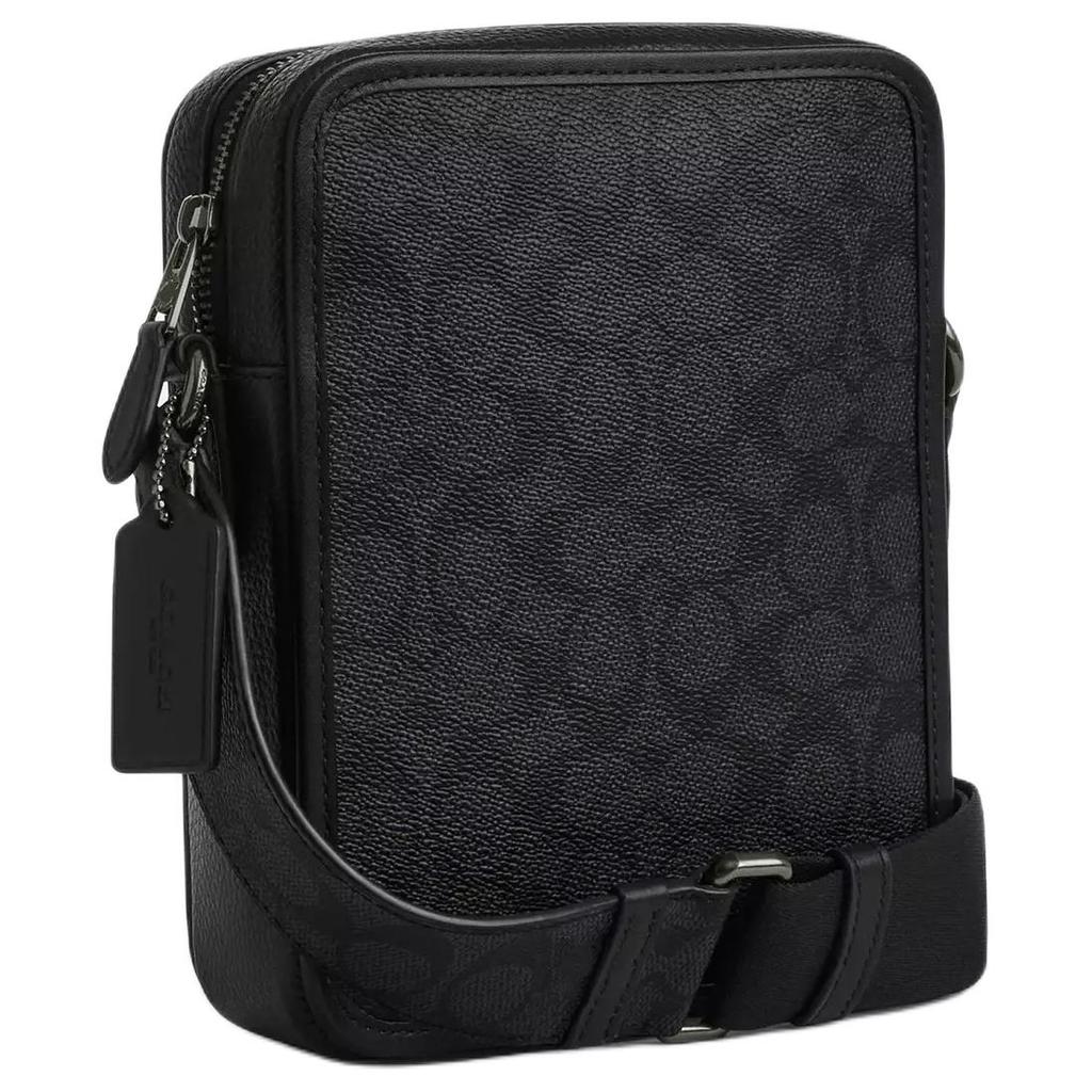 Coach Sullivan 16 Logo Print Patch Design Signature Coated Canvas Shoulder Crossbody Bag Small Men bags Black CAT79-QBA5F