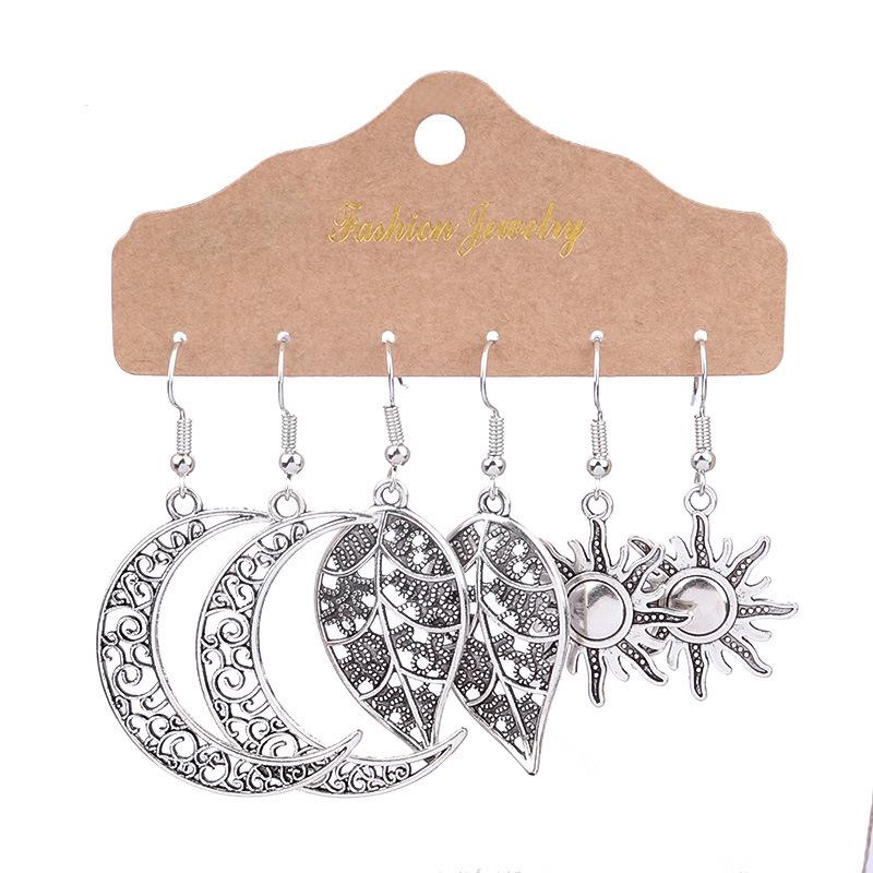 Antique Sliver-Plated Hollow Alloy Geometric Dangle Indian Earrings For Women Gypsy Zircon Boho Ethnic Leaf Bell Tassel Earring