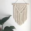 Boho Macrame Wall Hanging Hand Woven Bohemian Style Tassel Cotton Tapestries Beige Wall Decoration for Study Decoration