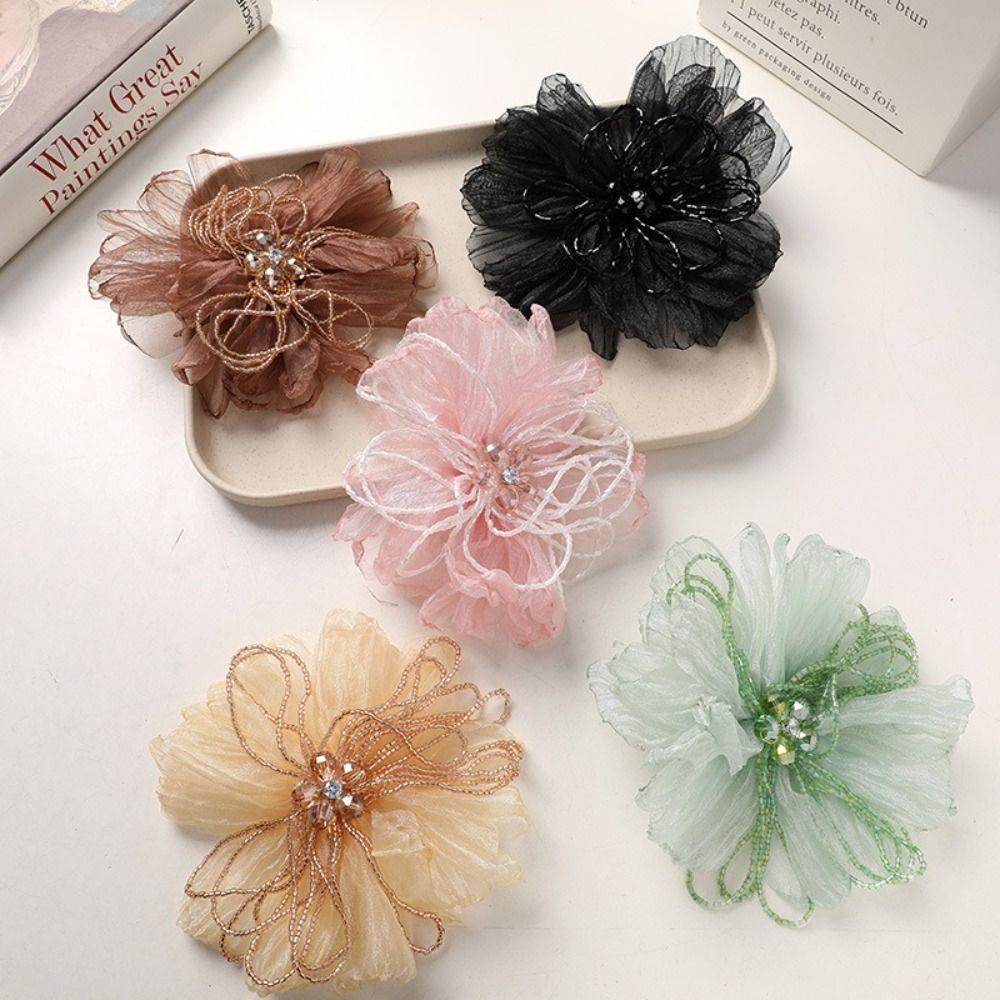 Organza Fabric Fabric Flower Corsage Beaded Flower Flower Applique Flower Patch Formal Wear