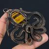 Осьминог Форма Тигровый Глаз Драгоценный Камень Чистая Медная Проволока Обернутая Ювелирная Подвеска Ручной Работы Для Подарка