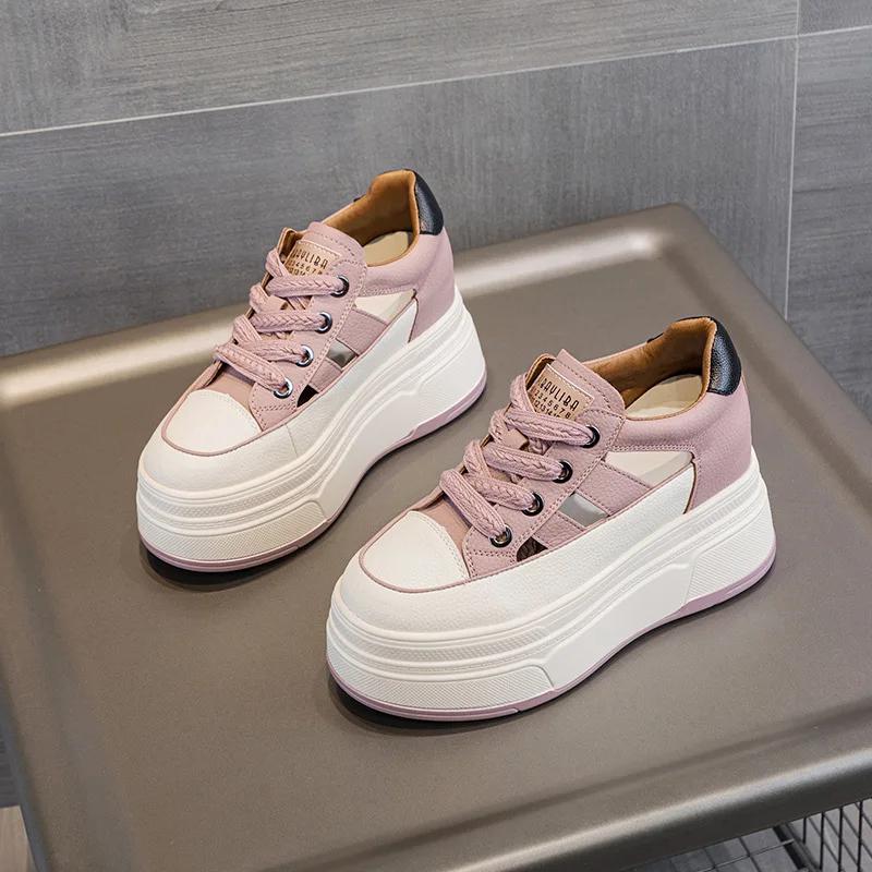 9 см натуральная кожа платформа кроссовки танкетка обувь для женщин дышащие кроссовки осенняя повседневная обувь скрытый каблук zapatillas mujer