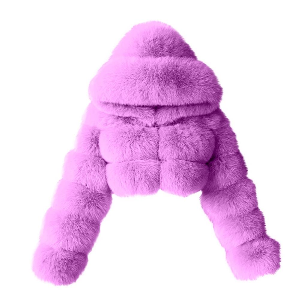 Женская модная куртка, однотонное плюшевое пальто с длинными рукавами и капюшоном