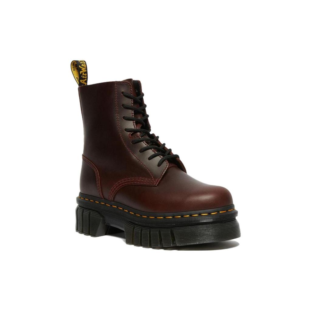 Dr. Martens Женские короткие ботинки Audrick на кожаной платформе с мягкой подошвой, 8 пар шнурков, цвет бордовый 27818211