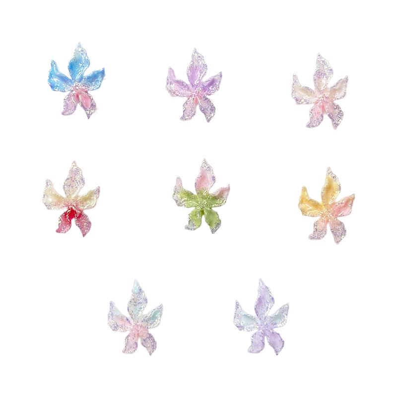 20 шт. Смешанные смоляные charms для нейл-арта, маленькие разноцветные цветочные дизайны, светящиеся charms, стразы, DIY поделки для ногтей, 3D-декор