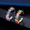 J0107 Серия Rainbow Красочное кольцо-лесенка квадратный циркон