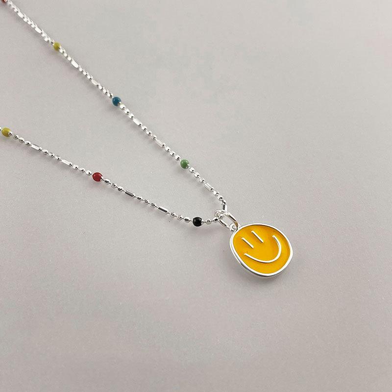 Капающая масляная улыбка, разноцветные бусины, ожерелье из конфет, женская цепочка на ключицу, цепочка на шею, креативный дизайн небольшого размера