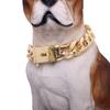 316L Stainless Steel 19mm Dog Metal Collar Chewproof Walking Chain with Secure Buckle for Puppy Large Dog Gold Silver Cuban Link