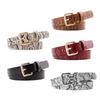 Simple Adult Unisex Waist Belt Vintage Snake Pattern PU-leather Fashion Rectangle Buckle Belt for Security Checking